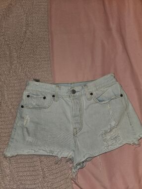 Levi's Light Blue Distressed Denim Women’s Shorts